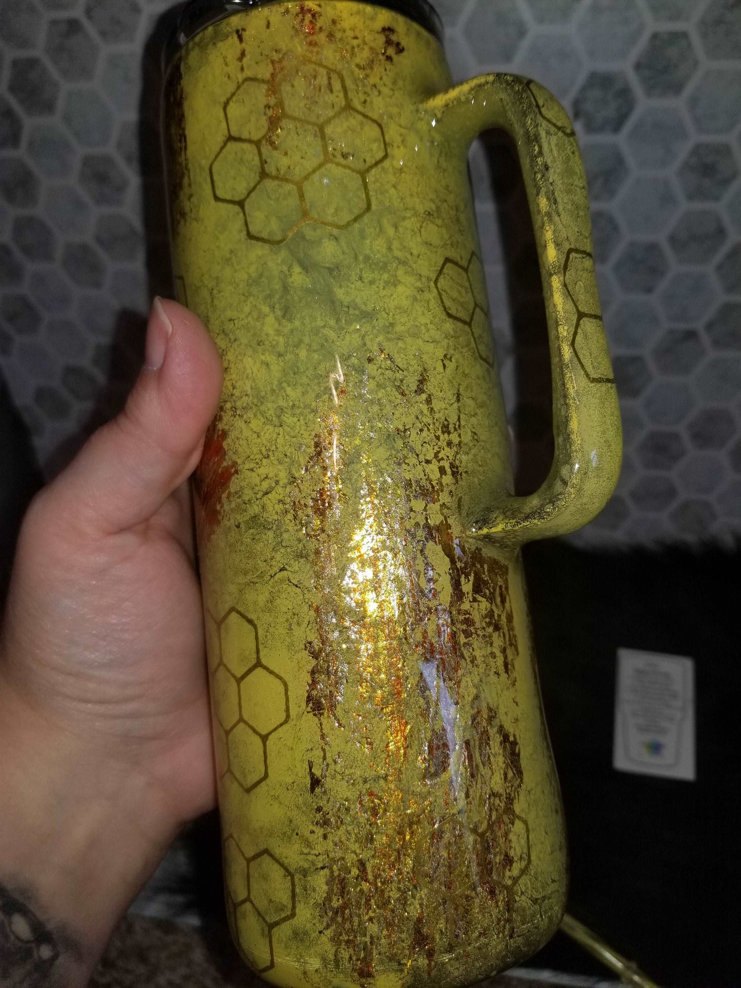 20 oz Bee a Bad ass skull tumbler with handle