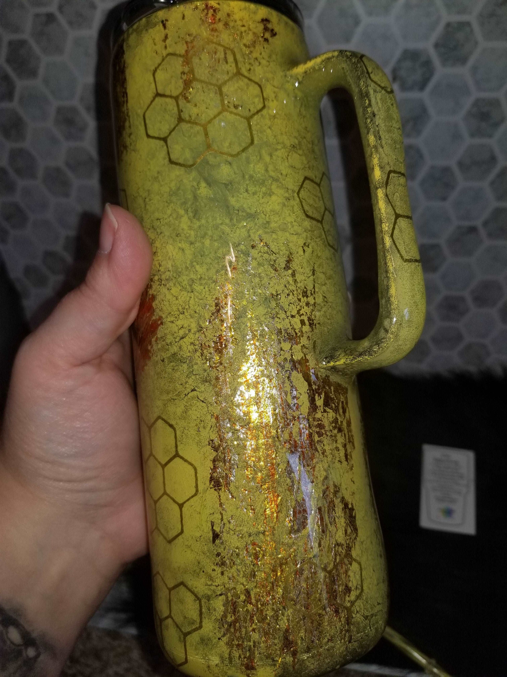 20 oz Bee a Bad ass skull tumbler with handle