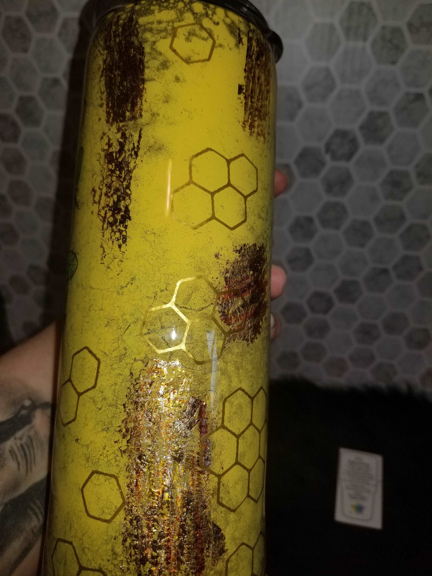 20 oz Bee a Bad ass skull tumbler with handle