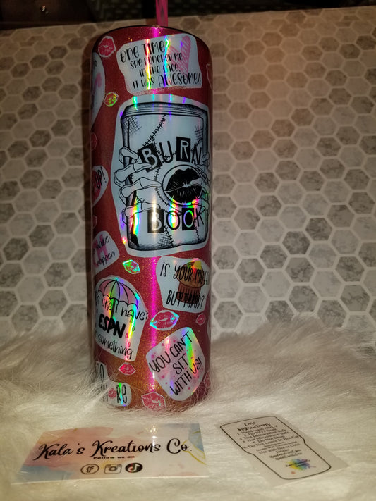 30 oz holographic mean quotes collage glittered tumbler