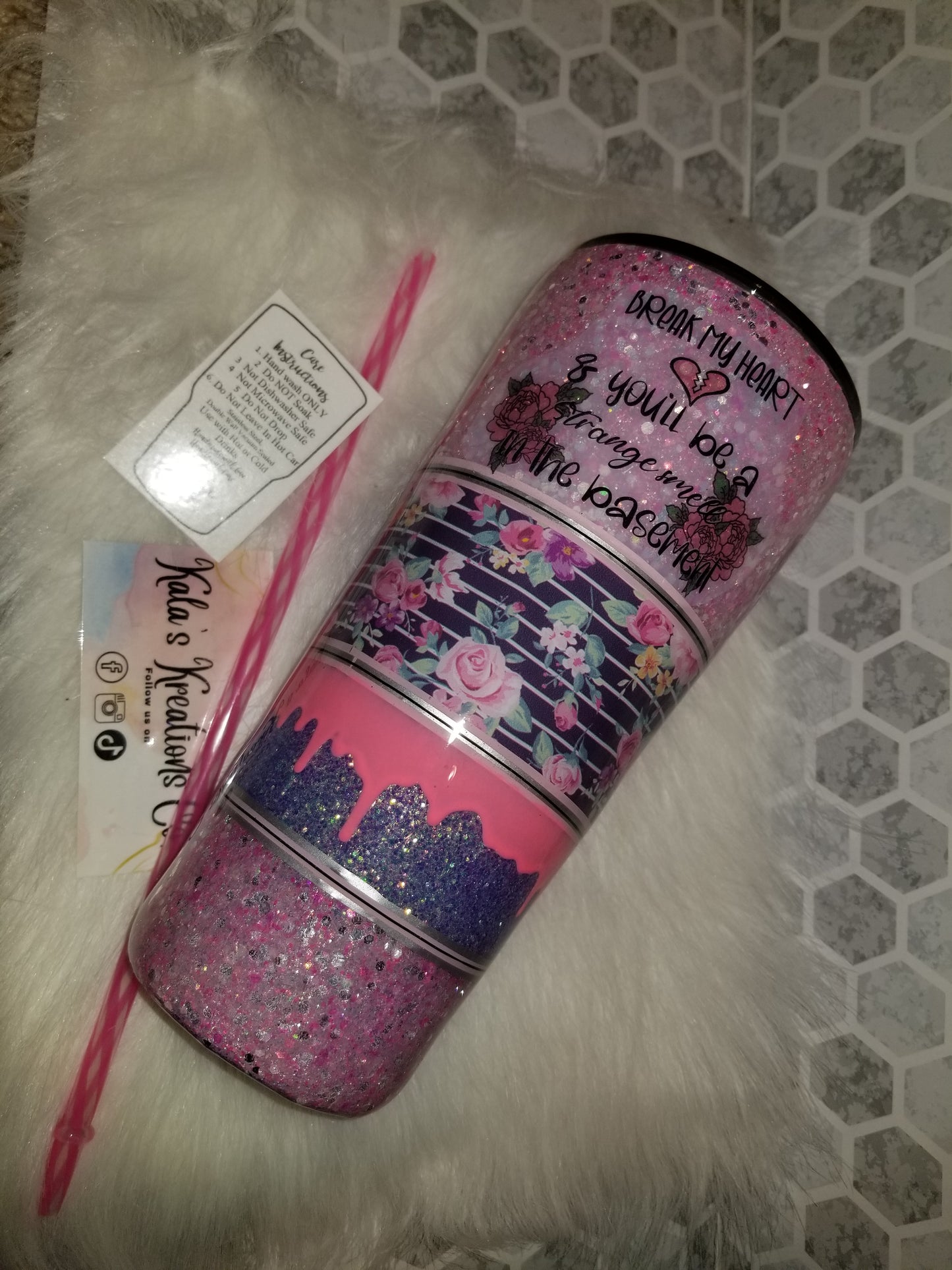 32 oz break my heart and you'll be a strange smell in my basement quote tumbler