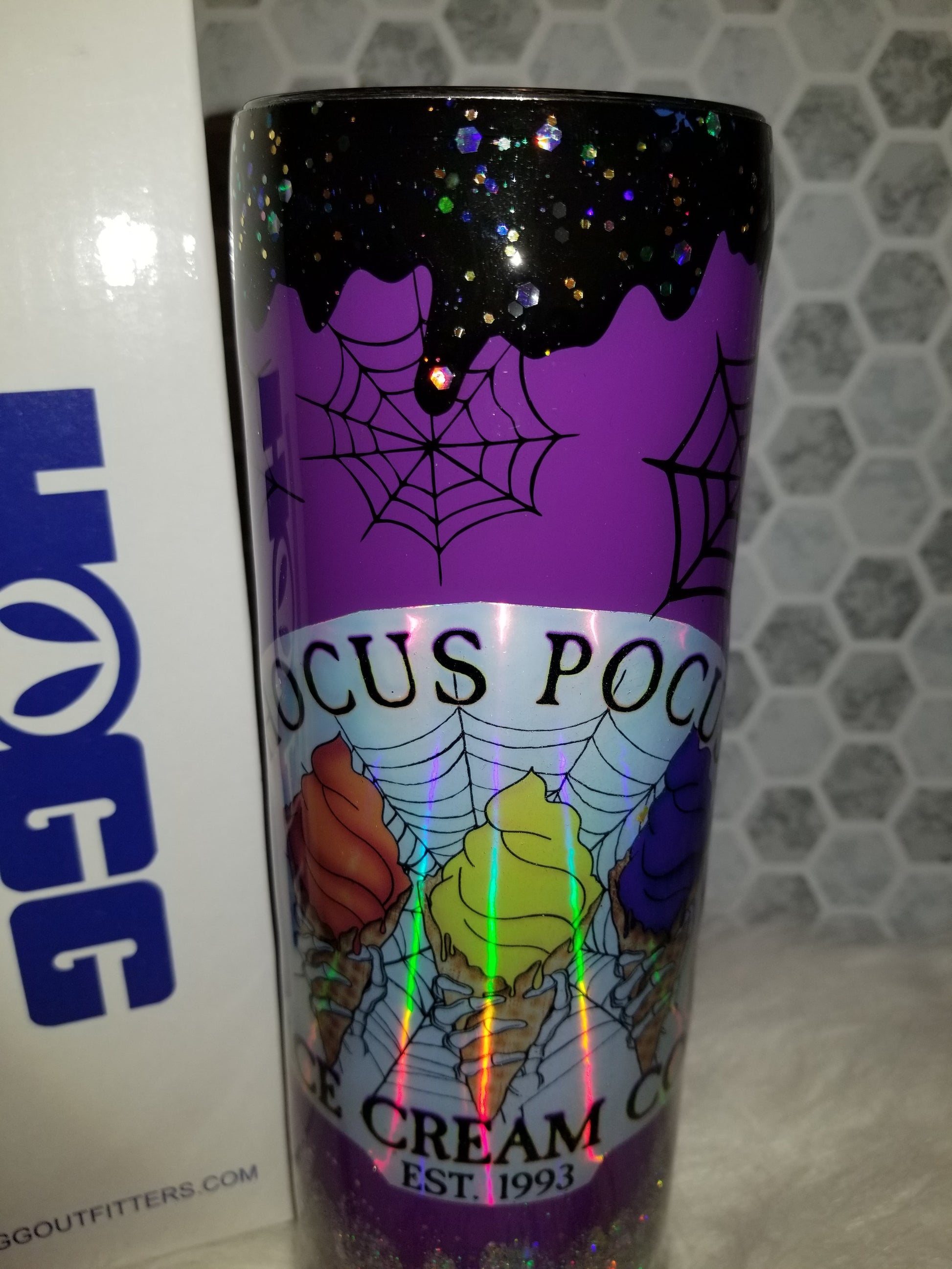 30 oz HP ice cream co spider web tumbler