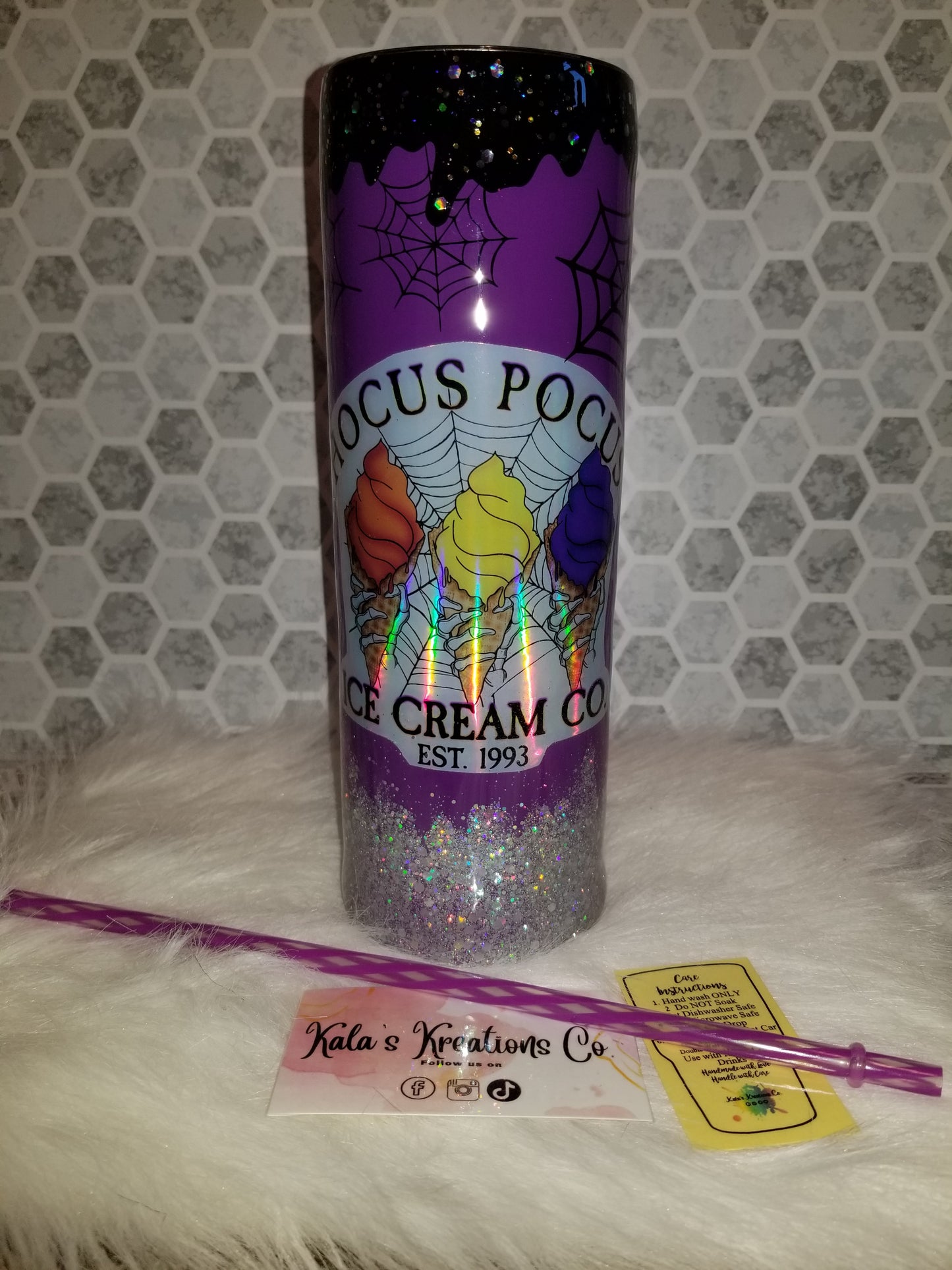 30 oz HP ice cream co spider web tumbler