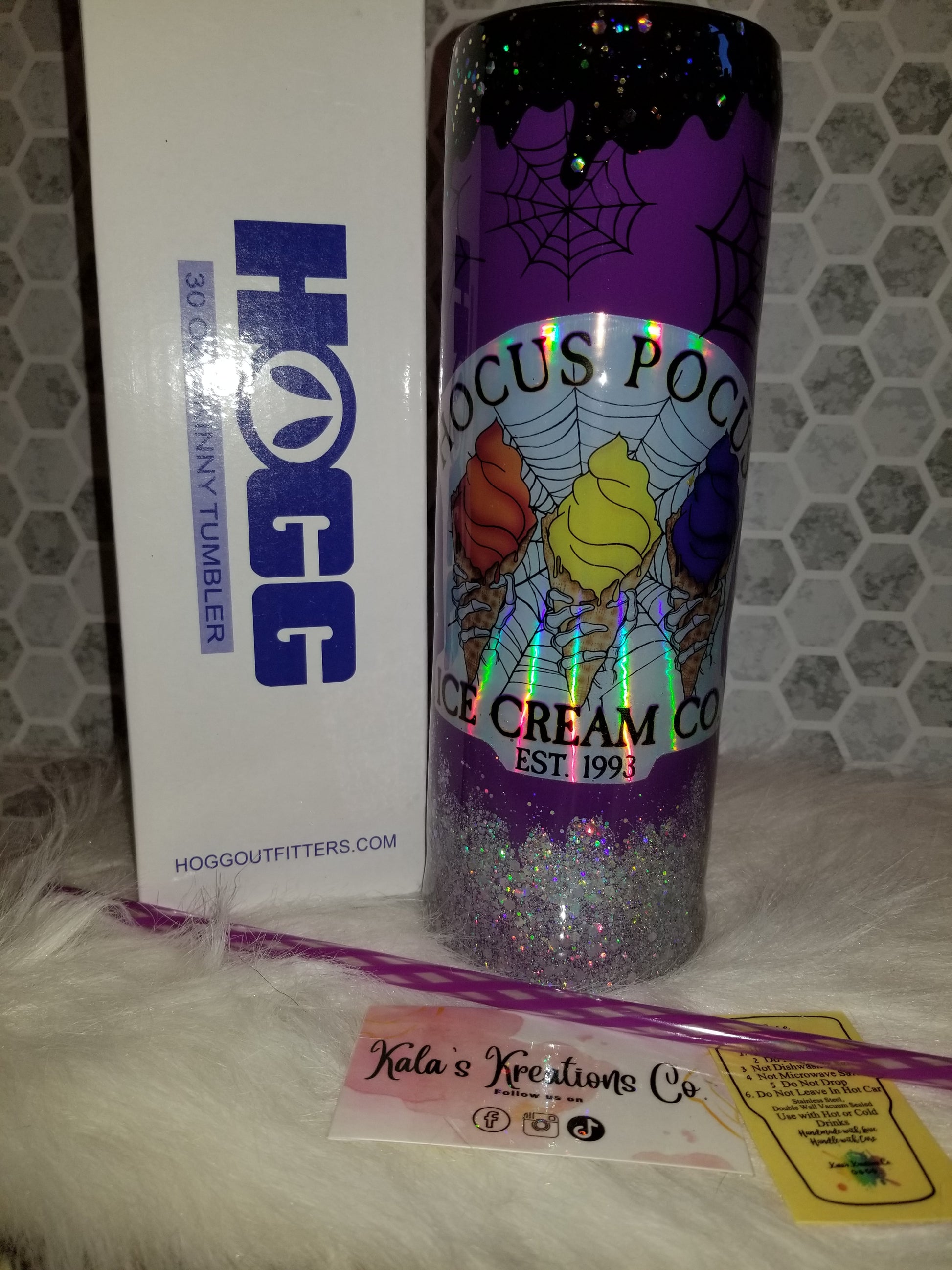30 oz HP ice cream co spider web tumbler