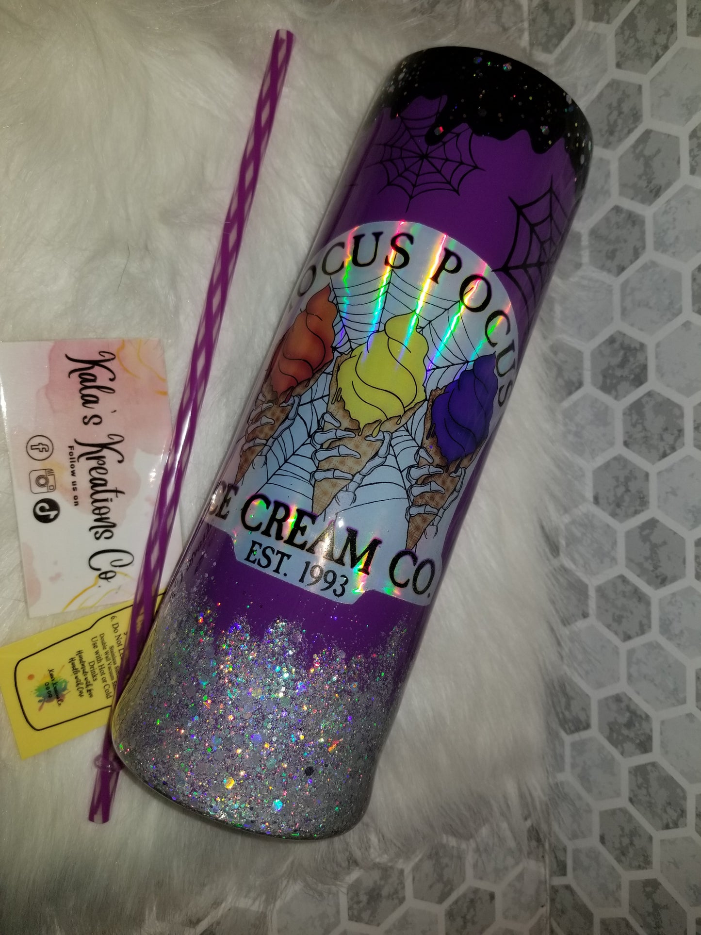 30 oz HP ice cream co spider web tumbler