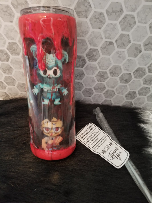 20oz Blood splatter, drip horror tumbler