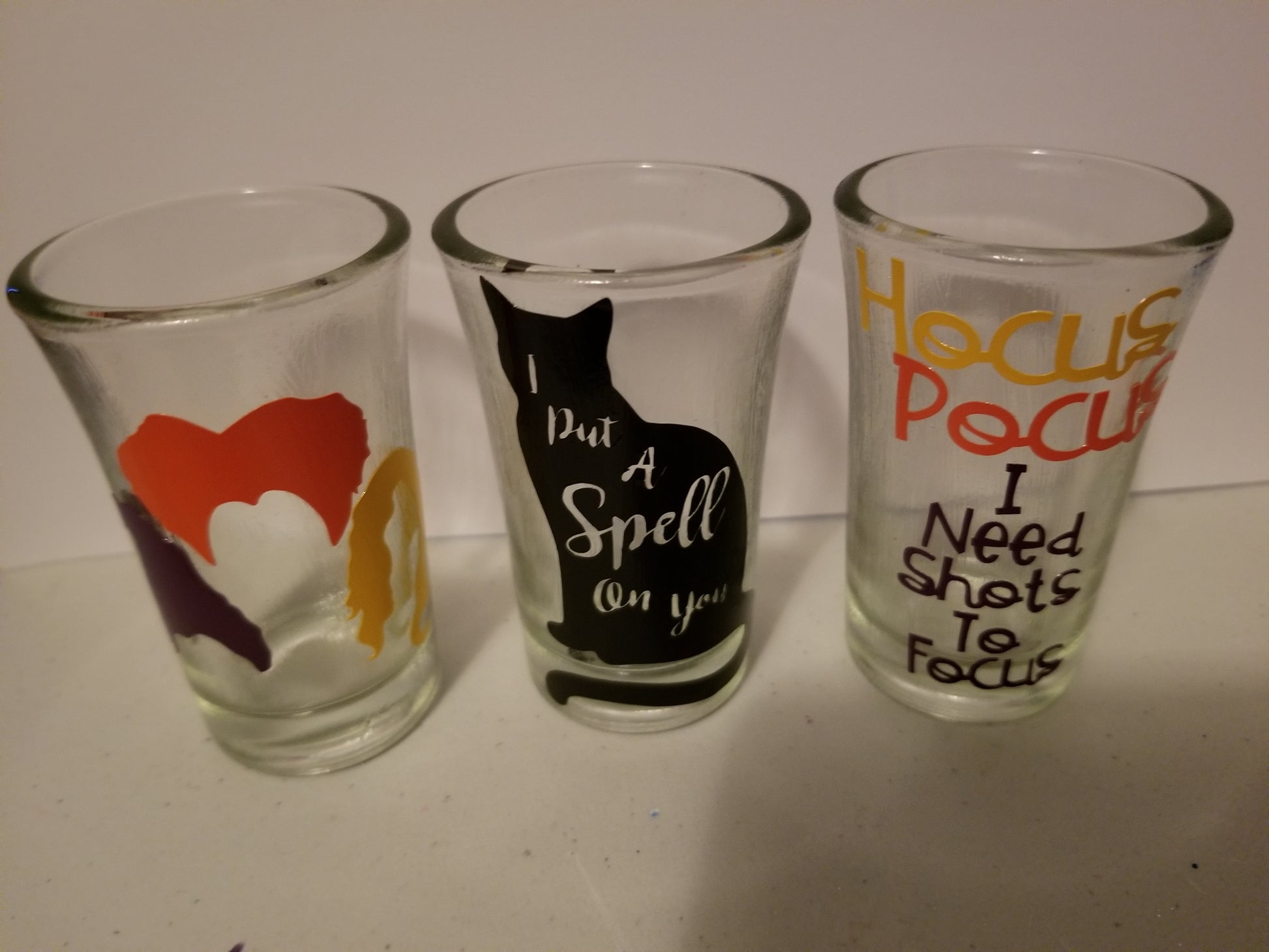Set of 3- Hocus Pocus shot glasses