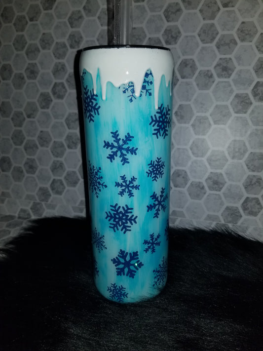 30 oz skinny snowflake stainless steel tumbler