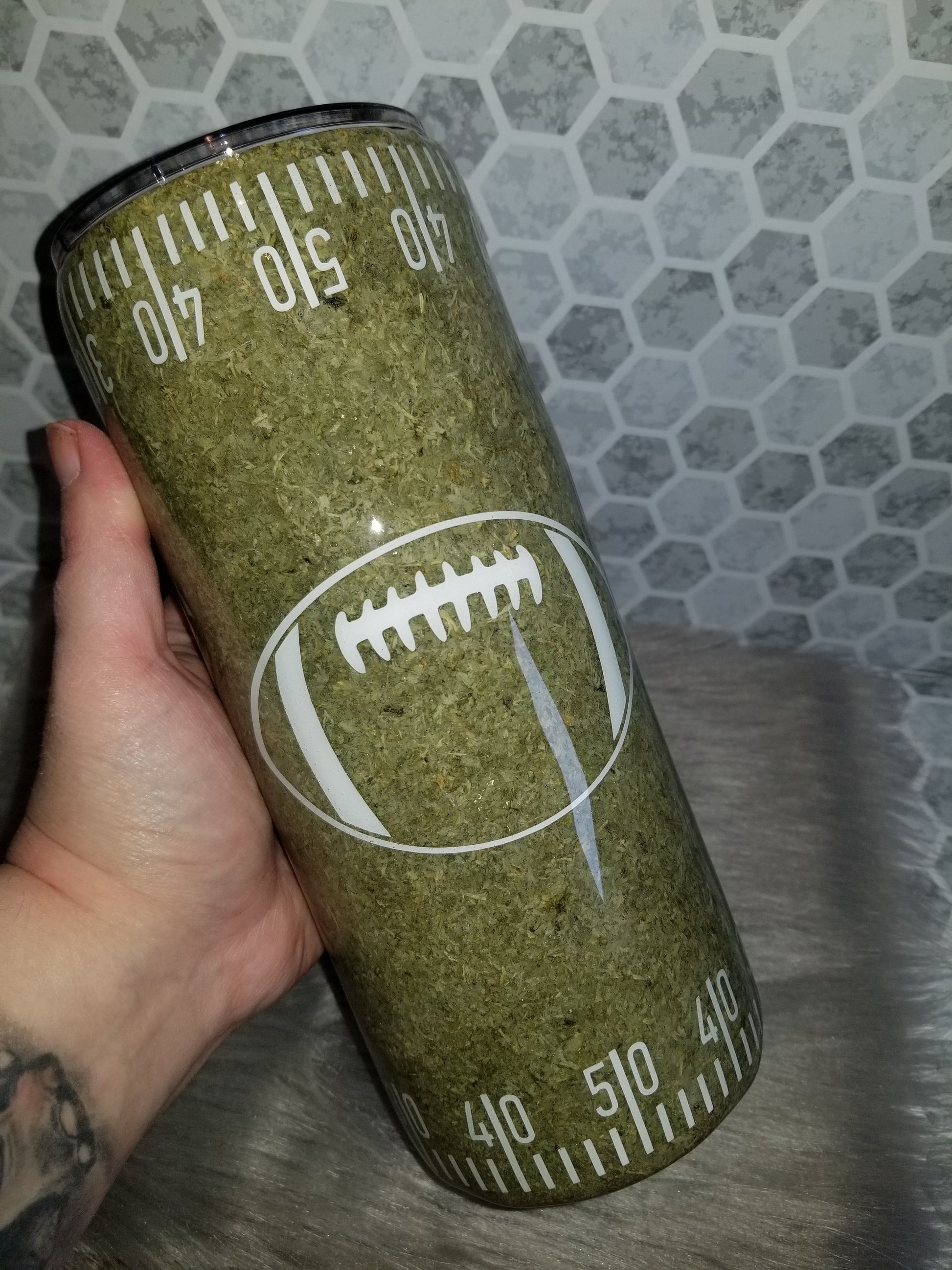 30oz football field tumbler