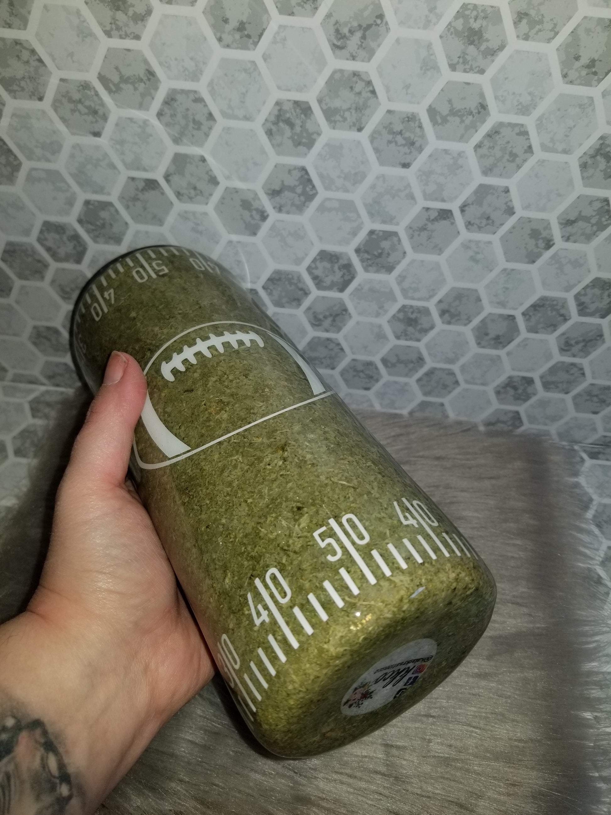 30oz football field tumbler