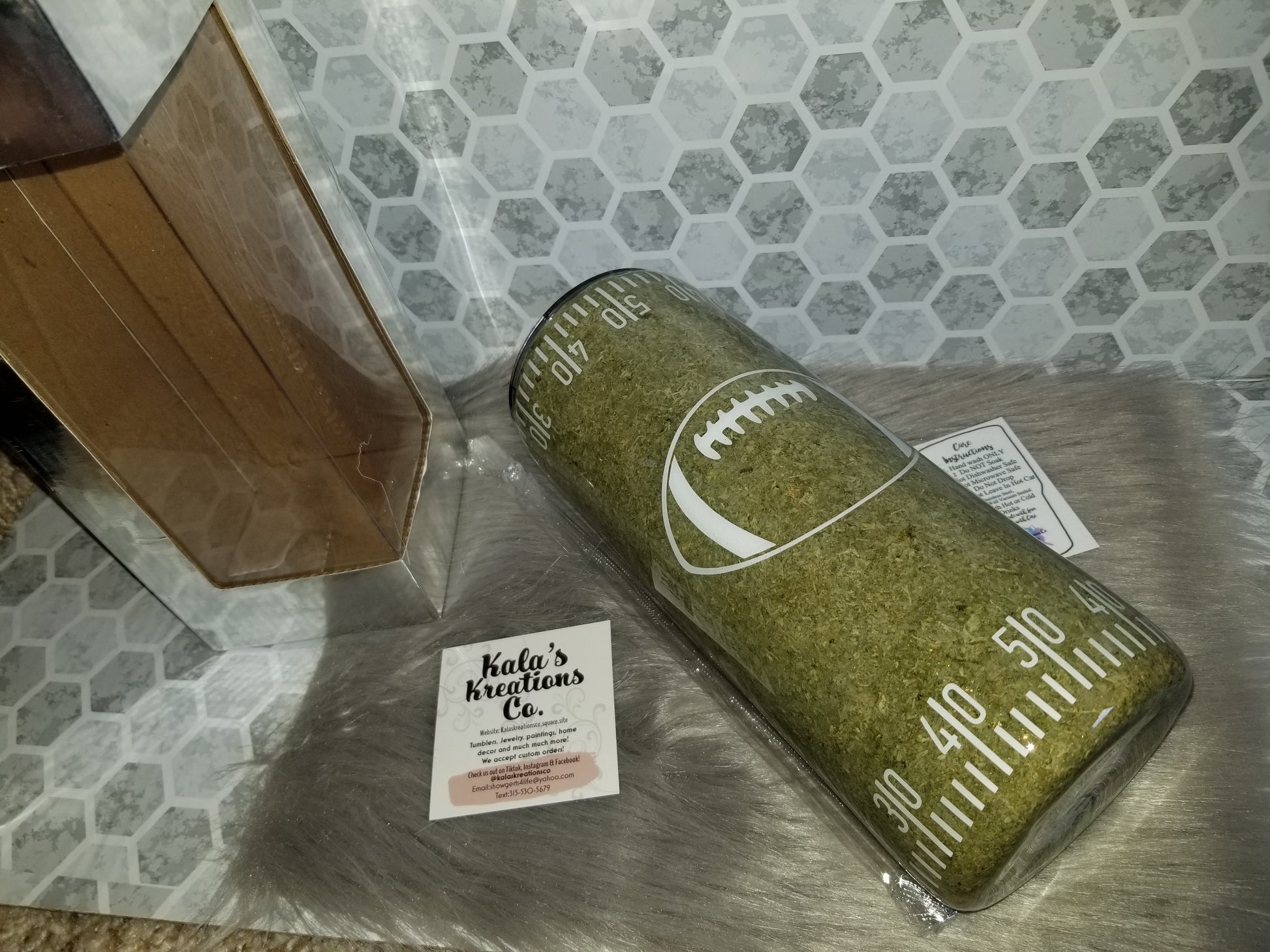 30oz football field tumbler