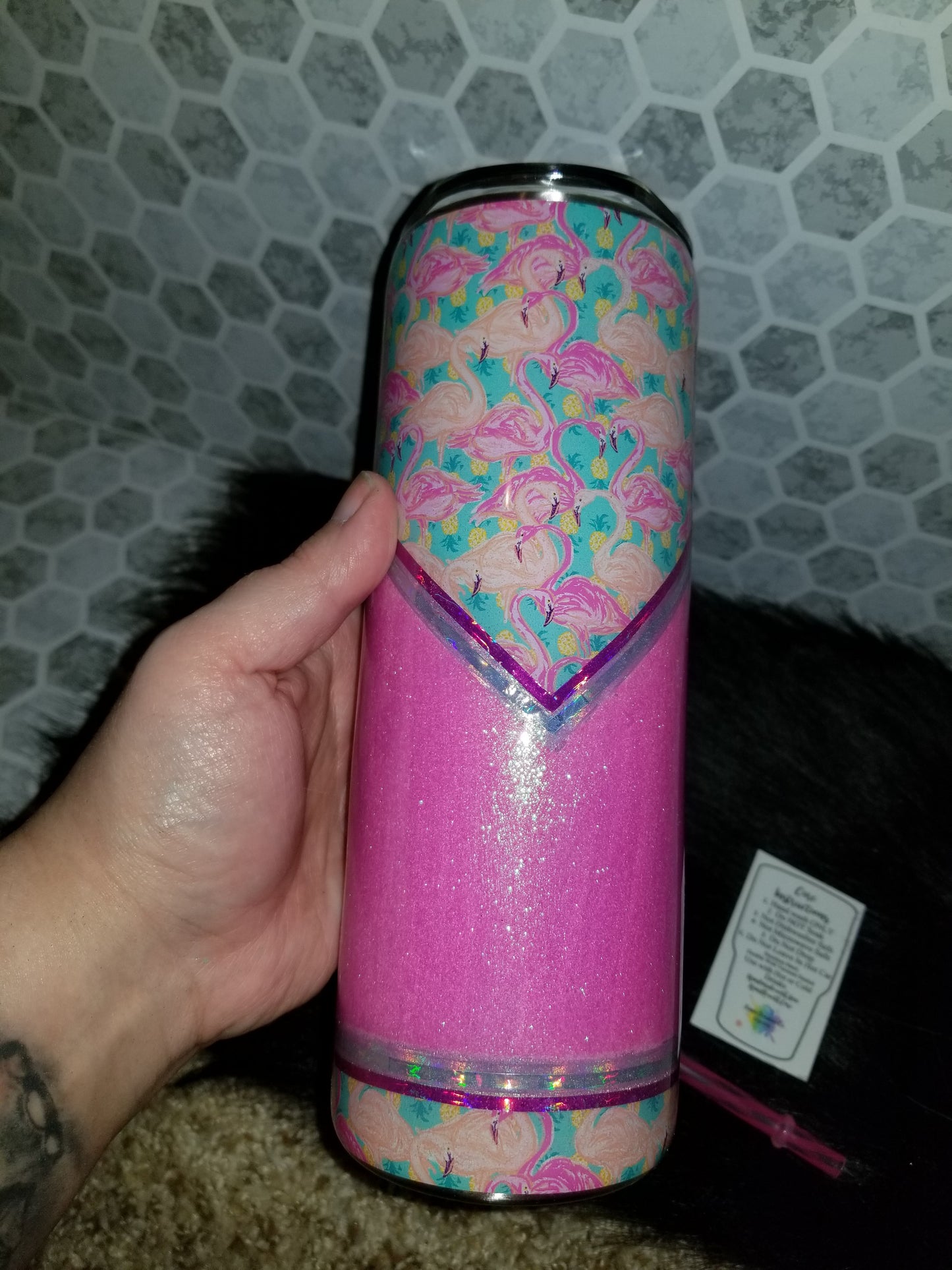 20 oz skinny "you ARE worth it" flamingo pink tumbler