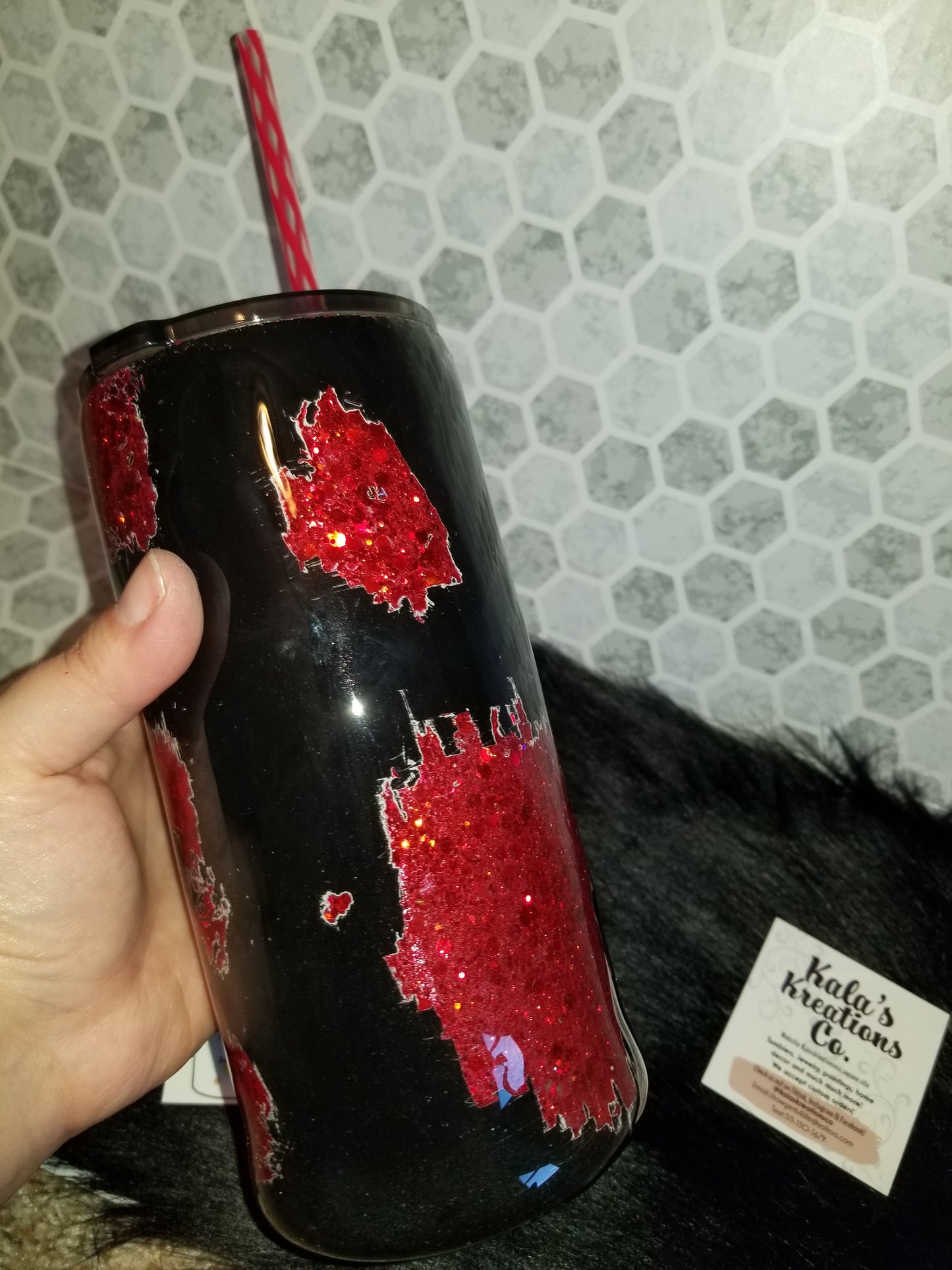 22oz Crime show blood splatter is red quote tumbler