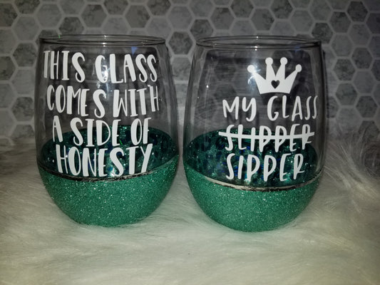Set of 2- 20oz stemless wine glasses. Cheetah print