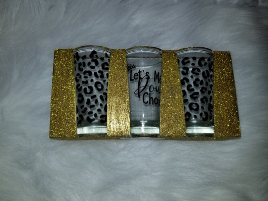 Set of 3 shot glasses- let's make pour choices cheetah