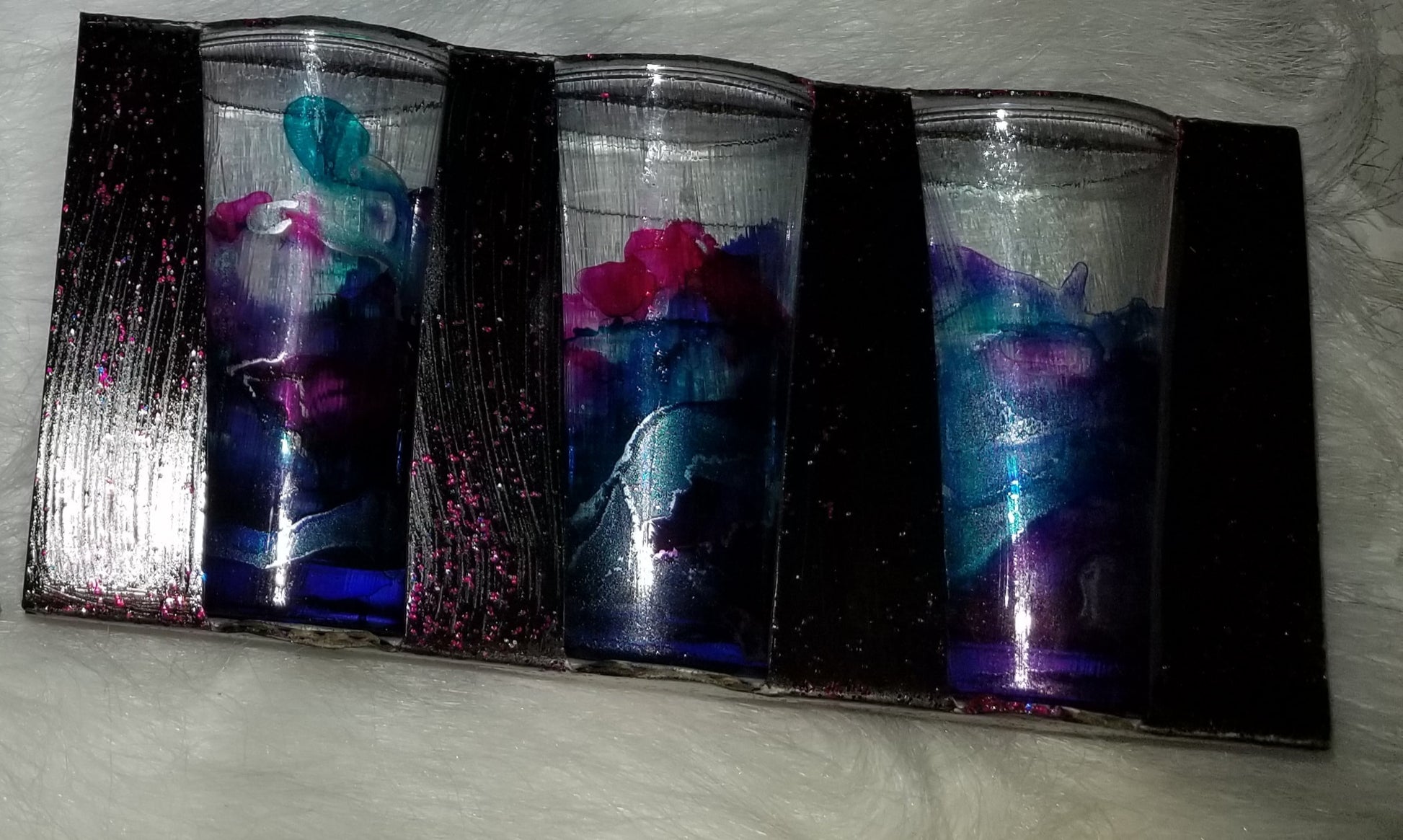 Set of 3 shot glasses- alcohol ink swirl