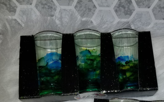 Set of 3 shot glasses- alcohol ink swirl