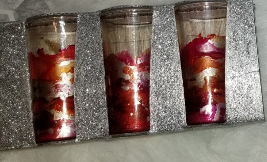 Set of 3 shot glasses- alcohol swirl