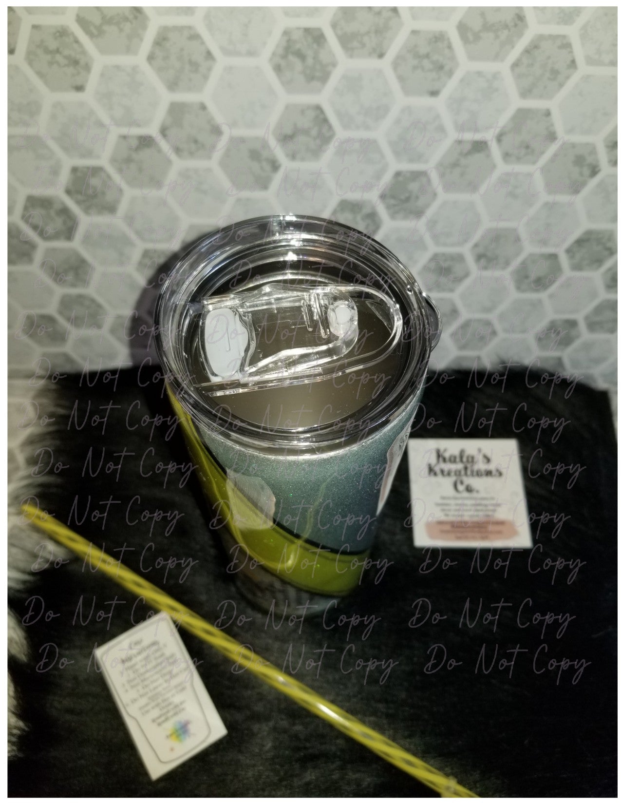 20 oz skinny yellow rose plaid epoxy tumbler