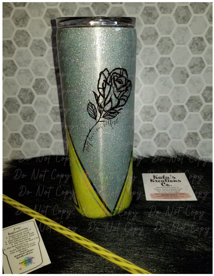 20 oz skinny yellow rose plaid epoxy tumbler