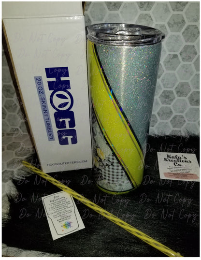 20 oz skinny yellow rose plaid epoxy tumbler